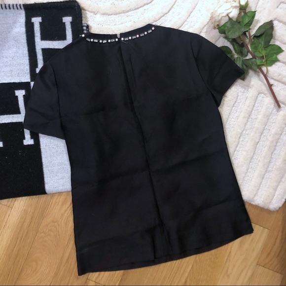 Tory Burch Vesper Jewel Embellished Woven Silk Top Blouse - Picture 6 of 6